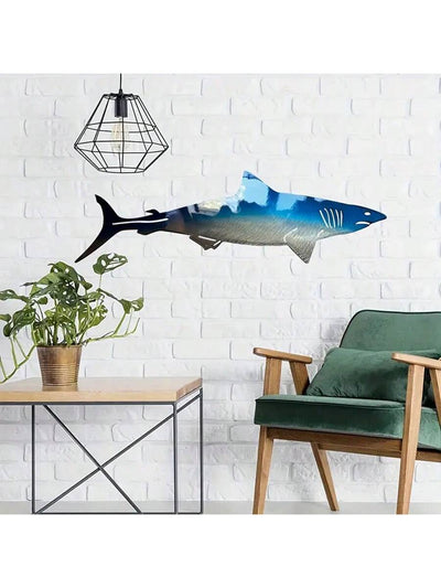 Large Shark Shape Iron Art Decoration: Unique Indoor/Outdoor Wall Decor