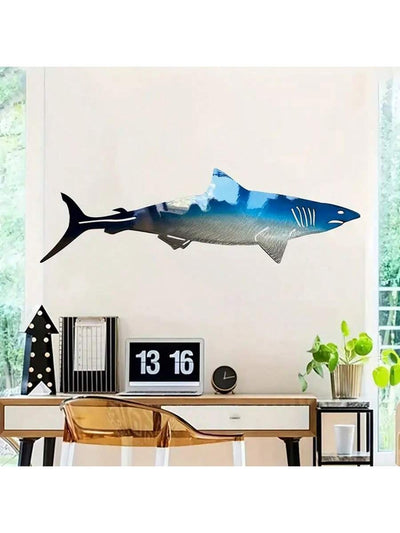 Large Shark Shape Iron Art Decoration: Unique Indoor/Outdoor Wall Decor