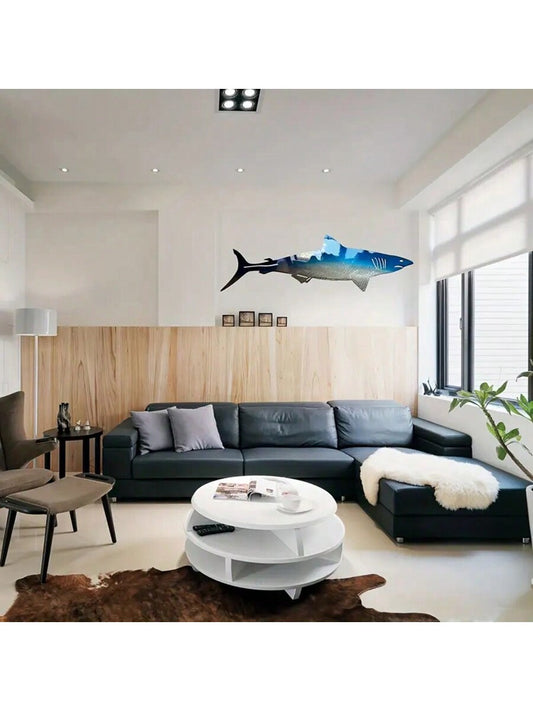 Large Shark Shape Iron Art Decoration: Unique Indoor/Outdoor Wall Decor