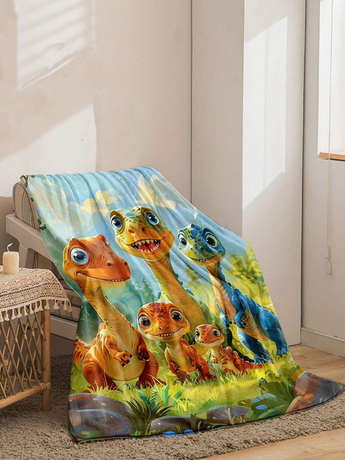 The Dino Family Flannel Blanket is a must-have for any dinosaur lover. Made with cozy flannel, this blanket features a vibrant design of a playful dino family. Perfect as a gift, this blanket provides both warmth and delight, making it a great addition to any home or nursery.