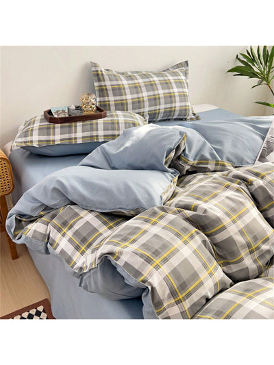 Cozy Plaid Print Duvet Cover Set - Perfect for All Seasons Bedroom Decor