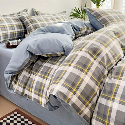 Cozy Plaid Print Duvet Cover Set - Perfect for All Seasons Bedroom Decor