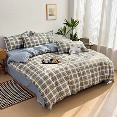 Cozy Plaid Print Duvet Cover Set - Perfect for All Seasons Bedroom Decor