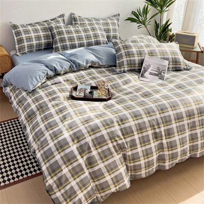 Cozy Plaid Print Duvet Cover Set - Perfect for All Seasons Bedroom Decor