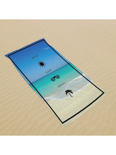 Sun Protection Cartoon Pattern Beach Towel: Super Absorbent Fibre Printed Towel for Men and Women