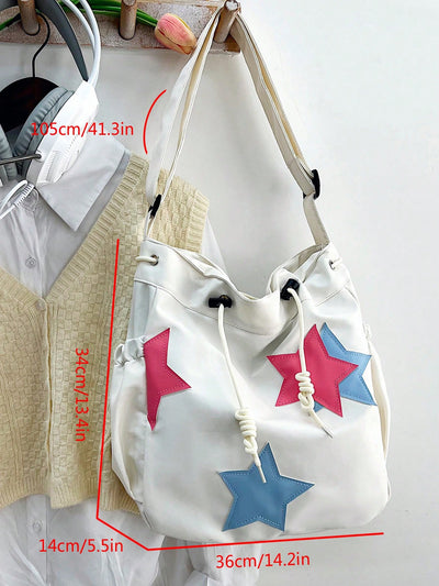 Stylish Starry Summer Tote: Large Capacity Shoulder Bag for Students