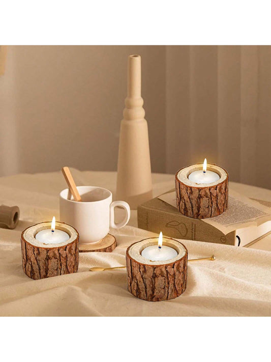 12 Packs  Wooden TeaLight Candle Holders, Personalized Wood Votive Tealight Holders, Vintage Pillar Candle Stands Bulk For Home Wedding Party Birthday Holiday Decoration