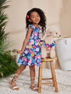 Colorful Floral Print Bubble Sleeve Dress for Stylish Pets - Perfect for Holiday Looks!