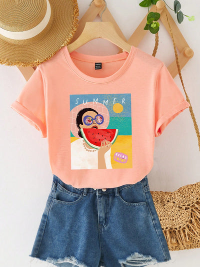 Bold and Beautiful with Cartoon Figure Graphic Print Tshirt for Women's