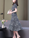 Chic and Casual: Women's Loose-Fit Fishbone Print Dress