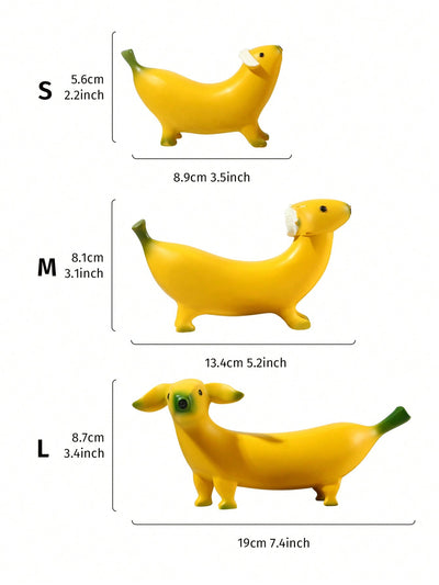 Whimsical Banana Dog Desk Ornament: Hand-Painted Resin Decoration for a Fun and Playful Workspace