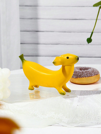 Whimsical Banana Dog Desk Ornament: Hand-Painted Resin Decoration for a Fun and Playful Workspace