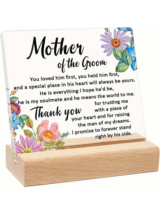 This elegant acrylic flower themed wedding gift is a meaningful and sentimental present for the groom's mother on Mother's Day. Crafted with expert precision, this <a href="https://canaryhouze.com/collections/acrylic-plaque" target="_blank" rel="noopener">beautiful gift</a> is the perfect way to show appreciation and love for the mother of the groom. Made to last and designed with heartfelt intentions.