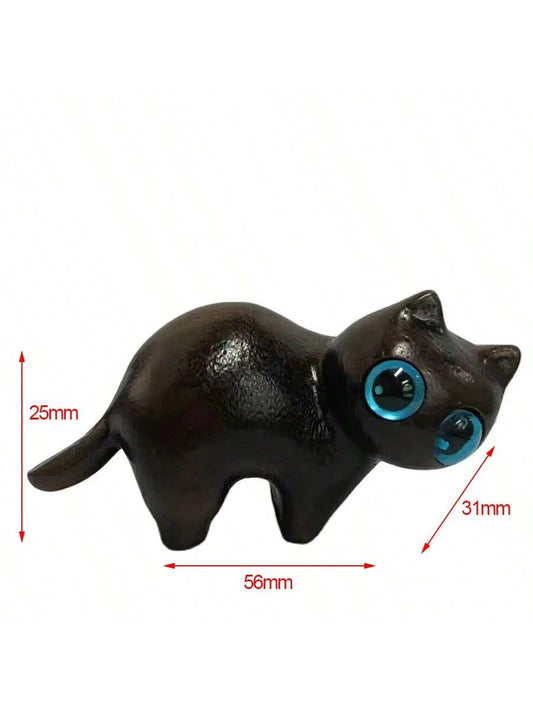 Hand-Carved Ebony Wood Mischievous Cat Animal Model: A Unique Pet Memorial Toy and Surprise Gift for Festivals