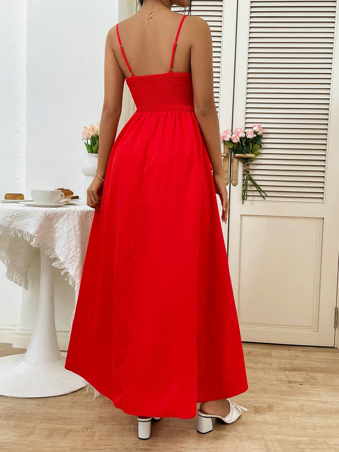 Introducing our Summer Bliss dress, featuring a high slit design and spaghetti straps for a touch of elegance. Made with solid color fabric, this dress is perfect for hot summer days and will make you stand out in any crowd. Add this dress to your wardrobe for a touch of effortless style.