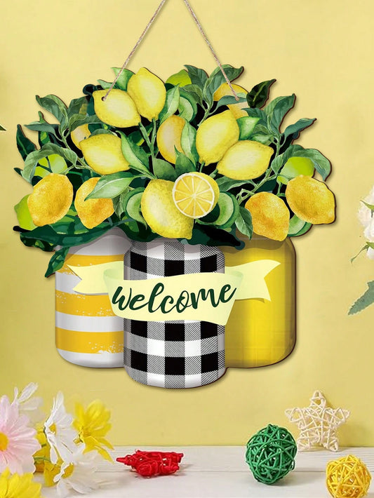 Elevate your farmhouse porch with our Lemon Wood Hanging Door Sign, the perfect summer outdoor decoration. Made of high-quality wood, this sign adds a touch of rustic charm to any doorway. Show off your style and welcome guests with a vibrant lemon design.