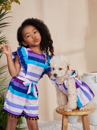 Purr-fectly Stylish: Purple Striped Holiday Pet Skirt