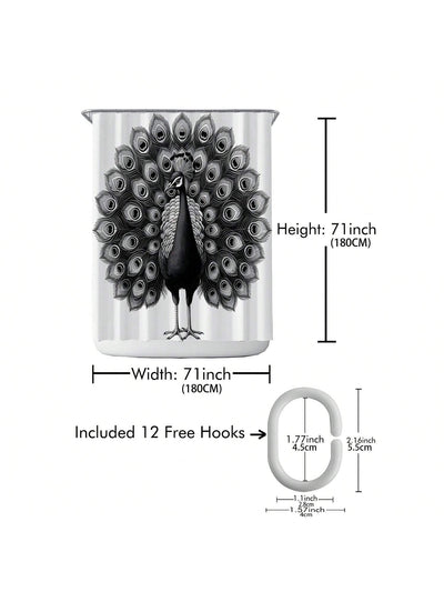 Chic Printed Waterproof Shower Curtain Set with Hooks - Complete Bathroom Decor Solution