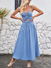 Blue Denim Beauty: Sexy Vacation Dress with Tie Detail for Women