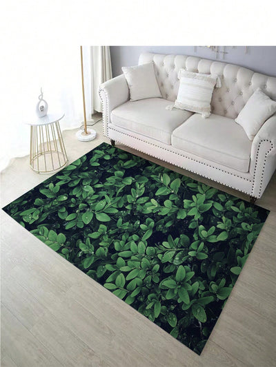 Elevate Your Living Space with Green Plants Leaves Pattern Area Rug