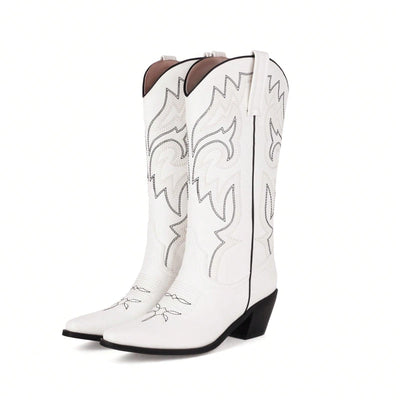 Stylish Women's Embroidered Cowboy Boots with Chunky Heel - Perfect for Western Vibes