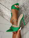 Chic Green Stiletto Heeled Mule Sandals: A Summer Must-Have