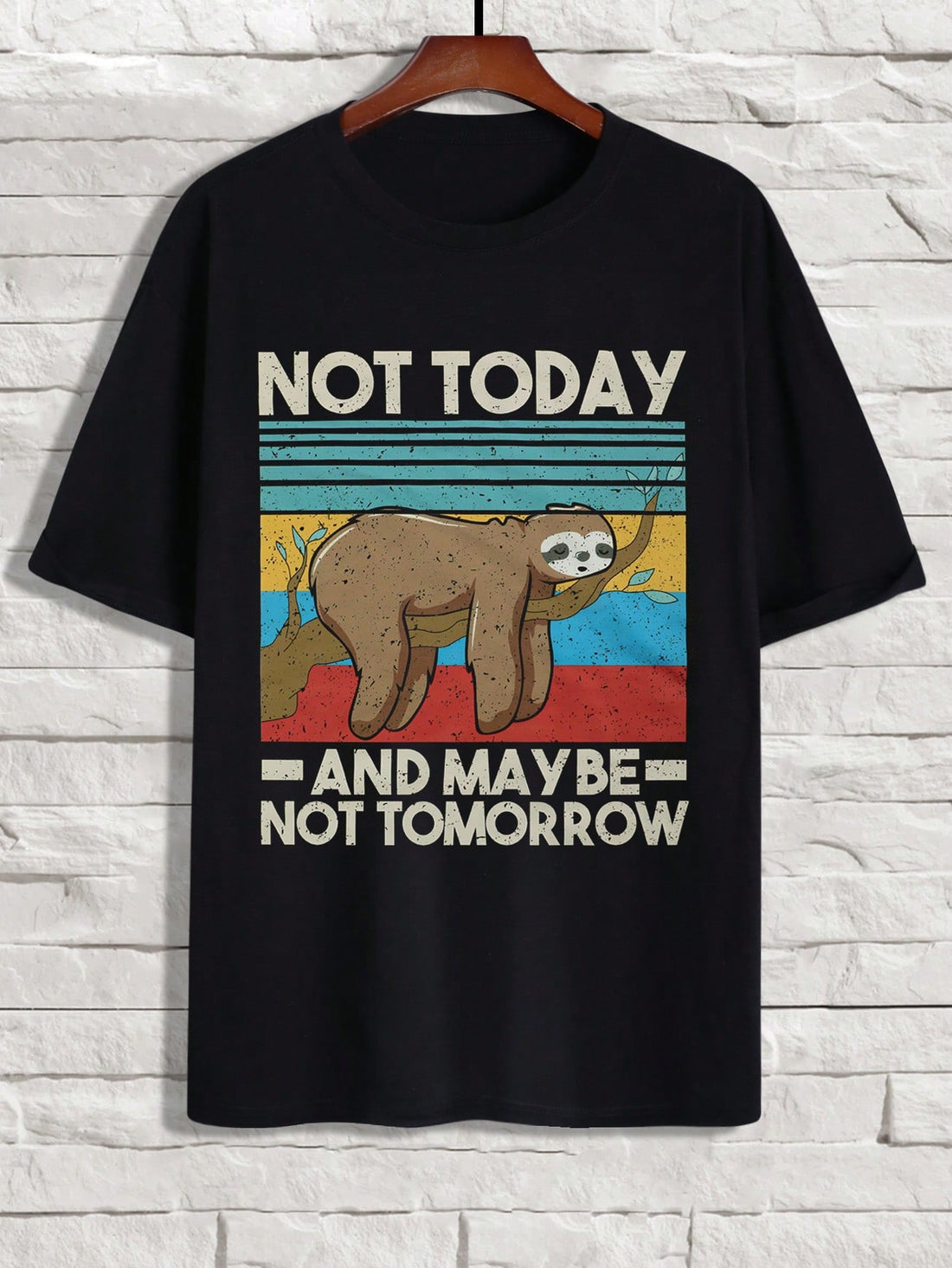 Unleash your inner sloth with our Men's Sloth Slogan Graphic T-Shirt. Made with soft cotton fabric and a comfortable fit, this shirt allows you to relax and embrace your lazy side. Perfect for a casual day or a night in, it's the perfect addition to any wardrobe.