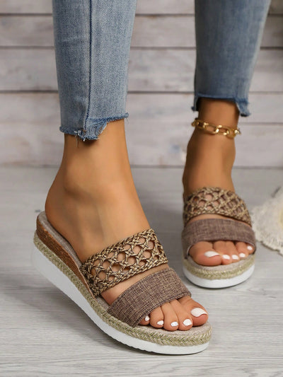 Retro Glittered Jute Rope Flat Sandals: Stylish Comfort for Every Occasion