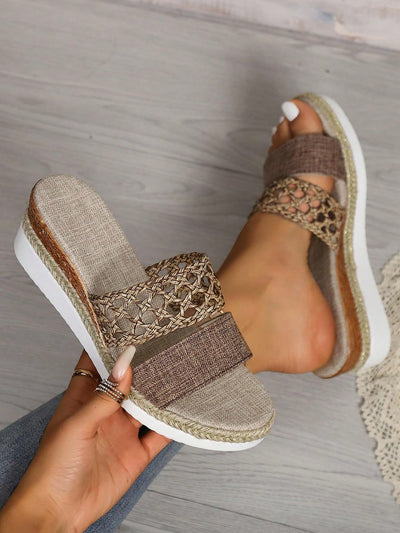 Retro Glittered Jute Rope Flat Sandals: Stylish Comfort for Every Occasion