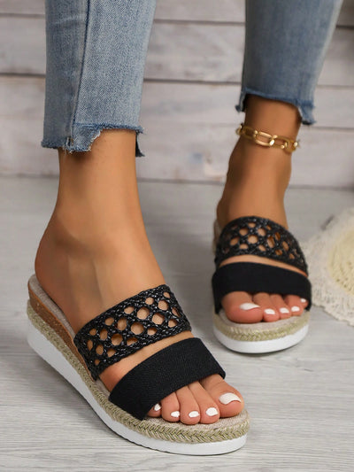 Retro Glittered Jute Rope Flat Sandals: Stylish Comfort for Every Occasion