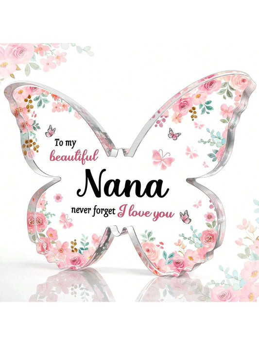 This butterfly-shaped <a href="https://canaryhouze.com/collections/acrylic-plaque" target="_blank" rel="noopener">acrylic plaque</a> is a unique and thoughtful gift for the special Nana in your life. With beautifully crafted blessings for every occasion, this plaque is a perfect way to show your love and appreciation. Made with high-quality materials, this plaque is a lasting token of your affection.