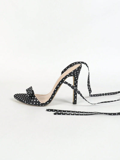 Polka Dot Perfection: Women's Peep Toe Stiletto Heeled Sandals - Sexy and Stylish for Party