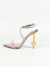 Sparkle and Shine: Rhinestone Strappy High Heeled Sandals with Heart-Shaped Crystal Heel in Pink