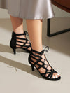 Chic Black Suede Cut-Out Heeled Sandals: Effortlessly Elegant Style for Women