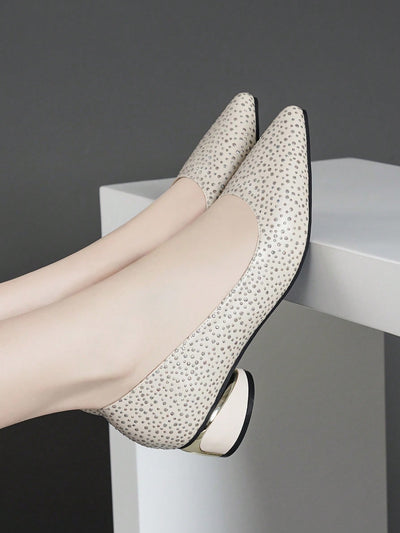 Sparkling Glamour: Women's Rhinestone Decorated Chunky Heel Shoes