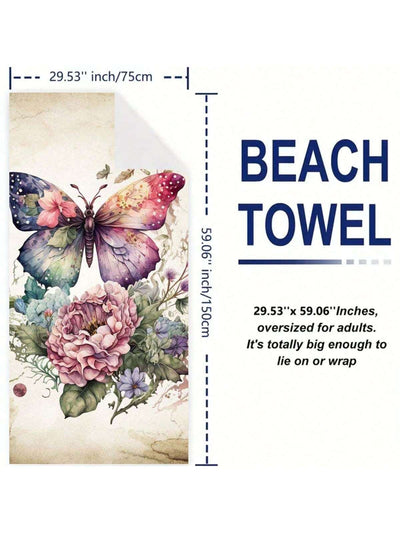 Ultimate Summer Fun: 1pc Large Beach Towel - Ultra Absorbent, Windproof, Sun Protective - Perfect for Beach Party, Camping, Dry Travel - Vacation Essential Gift for Kids, Men, Women, Girls, Boys - 59"X29" - A Must-Have Summer Necessity