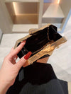 Chic Irregular Shaped Metal Hardware Clutch Bag with Chain Strap – Perfect for Weddings, Proms, and Formal Events!