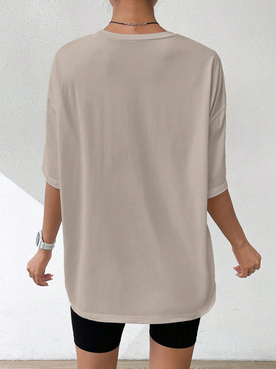 Chic Y2K Abstract Figure Graphic Drop Shoulder Tee for Effortless Summer Style