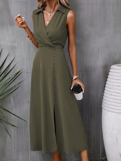 Chic and Simple: Classic V-Neck Sleeveless Split Dress