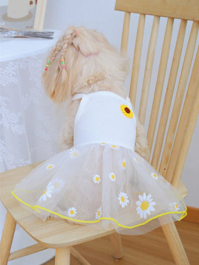 Sunflower Summer Dress: Sequin Detailing for Pets to Shine in the Park