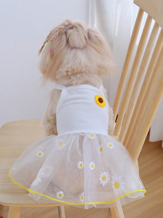 Upgrade your pet's summer wardrobe with our Sunflower Summer Dress. The sequin detailing adds a touch of sparkle and shine, perfect for standing out at the park. Give your furry friend a chic and stylish look while keeping them cool and comfortable.