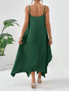 Mint Green Essence: Simple Solid Color Casual Loose Summer Dress With Asymmetric Hemline