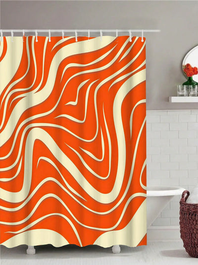 Modern Line Patterned Shower Curtain: Waterproof Polyester Fiber Bathroom Decor