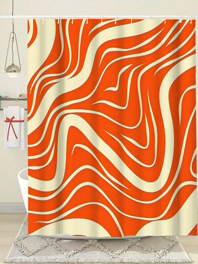 Modern Line Patterned Shower Curtain: Waterproof Polyester Fiber Bathroom Decor