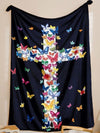 Divine Comfort: Cartoon Jesus Butterfly Flannel Blanket - Perfect Gift for Believers