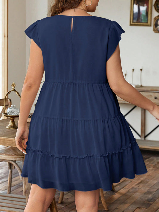 Chic Plus Size A-Line Ruffled Border Dress - Perfect for Casual Summer Days