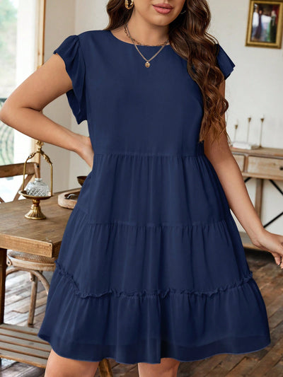 Chic Plus Size A-Line Ruffled Border Dress - Perfect for Casual Summer Days