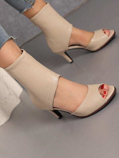 Sleek and Stylish: Black Peep Toe Stiletto Sandal Boots