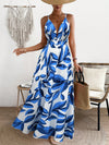 Vibrant Vacation Chic: Flower Printed Spaghetti Straps Backless Dress