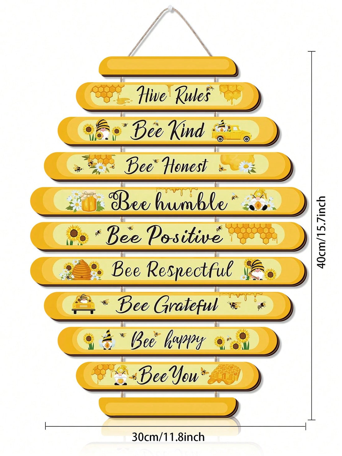 Add a touch of warmth and charm to your home decor with our Bee Kind wall plaque. Made of wood in a unique honeycomb shape, this rustic piece serves as a gentle reminder to always spread kindness. Hang it in any room for a cozy and welcoming atmosphere.